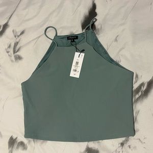 Dynamite clothing, Halter ribbed crop top in stormy sea, size large